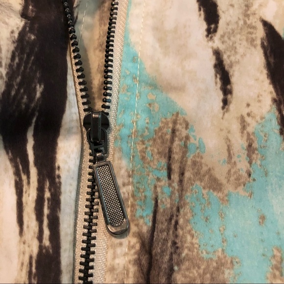 Adam Jacobs Silky Windbreaker Jacket Full Front Zipper 2 Slip Pockets Blue/Brown - Picture 6 of 10